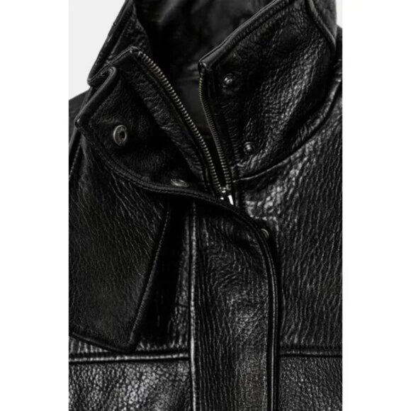 ZARA LEATHER JACKET WITH ADJUSTABLE WAIST - Picture 8 of 10